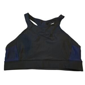 Athleta Bonaire Bikini Top Racerback Womens Size Med Black Blue NWT